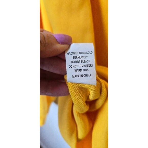 Mens Hoodie Time Is Money Graphic Shein Long Sleeve Pullover Style Yellow Large - Picture 9 of 11